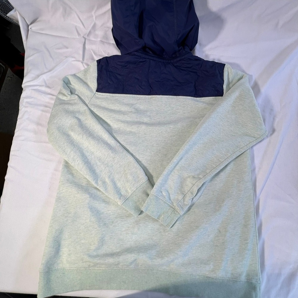 Vineyard Vines Pullover Quilted Snap Neck Hooded Sweatshirt Mint Navy Small - Picture 3 of 12